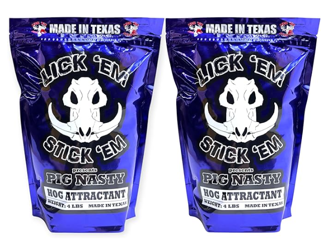 Lick'Em Stick'Em Pig Nasty 4lb Hog Attractant for Wild Boar & Hog Hunting | Sweet Scent, Granular Formula for Feeders & Bait Sites