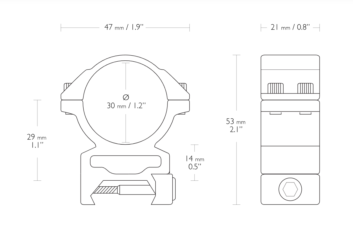 Hawke Match Mount Rings Weaver 30mm High
