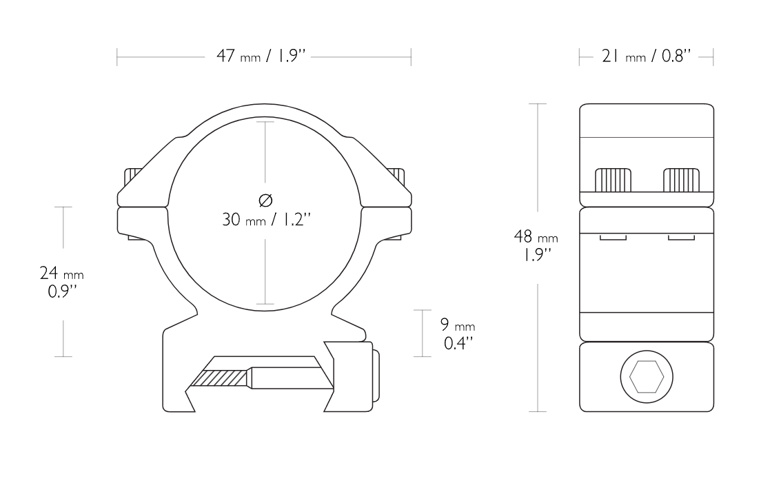 Hawke Match Mount Rings Weaver 30mm Medium