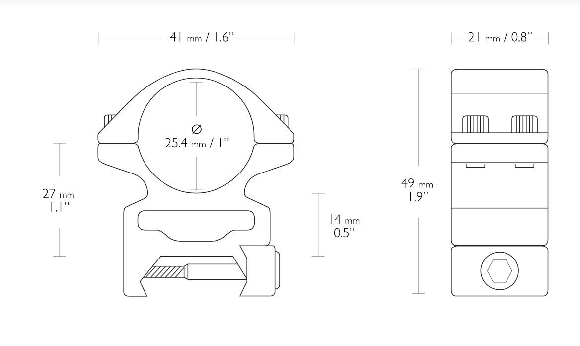 Hawke Match Mount 1" 2 Piece Weaver High