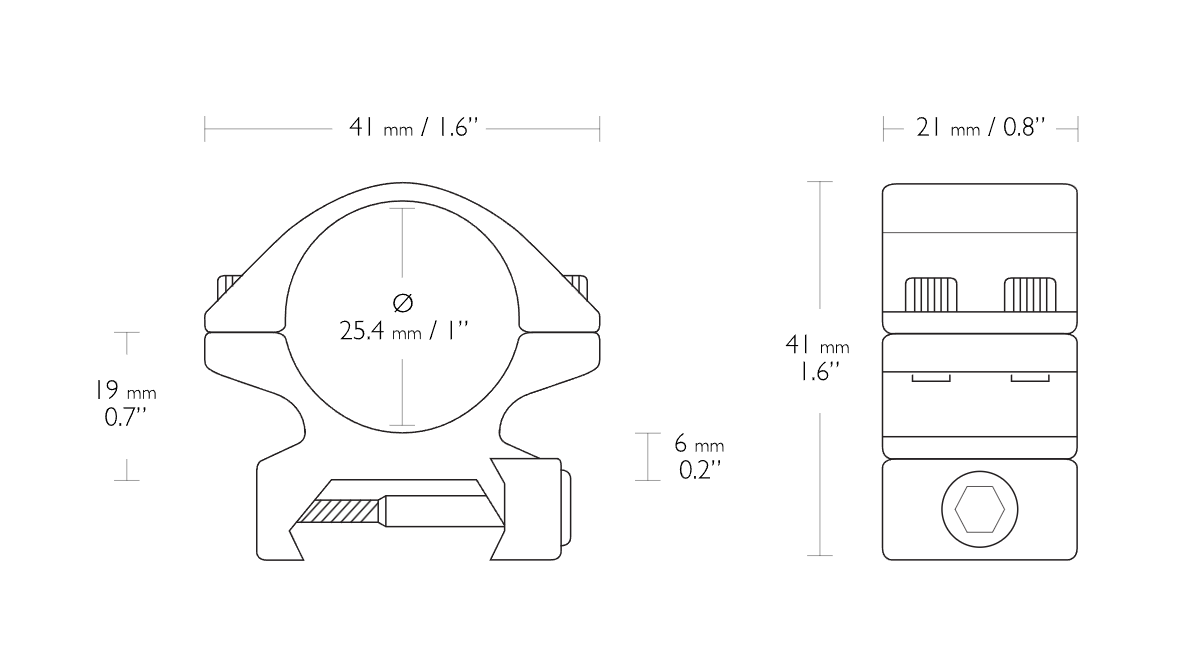 Hawke Match Mount 1" 2 Piece Weaver Low