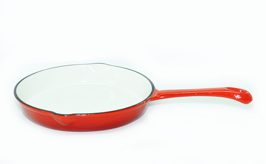 #10 Red Enamel Coated Cast Iron Skillet