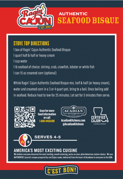 Ragin’ Cajun Authentic Seafood Bisque