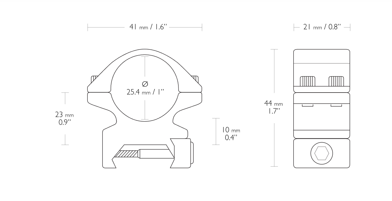 Hawke Optics Weaver Medium Match Rings 1" Matte