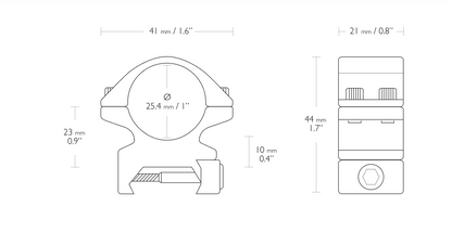 Hawke Optics Weaver Medium Match Rings 1" Matte