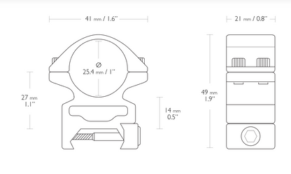 Hawke Match Mount 1" 2 Piece Weaver High