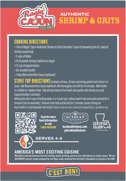 Ragin’ Cajun Authentic Shrimp & Grits