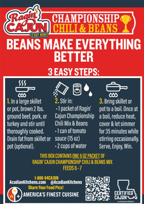Ragin' Cajun Championship Chili With Beans MIx